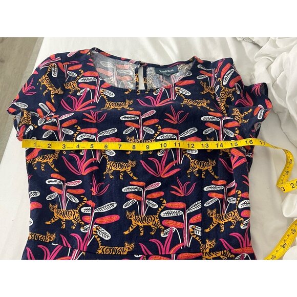 ModCloth Bold Notion Cat Jumpsuit Size Small Linen Blend Colorful - Picture 13 of 16